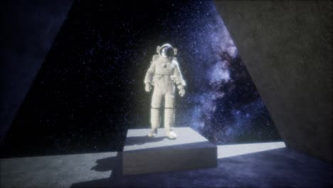 astronauta en una base espacial en el espacio profundo