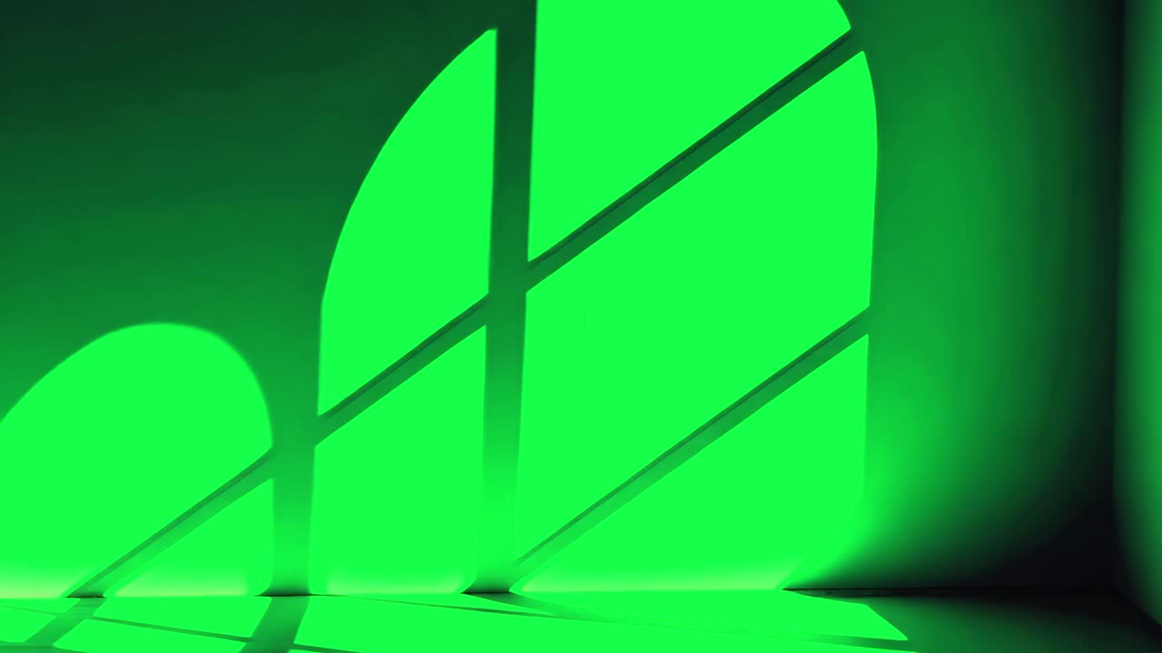 Abstract window light reflection animation, transparent 4K video, green ...