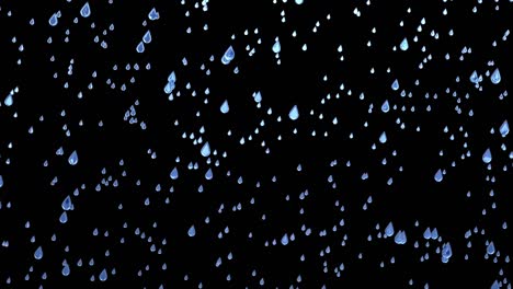 small rain drops fall isolated on black - background 3d video