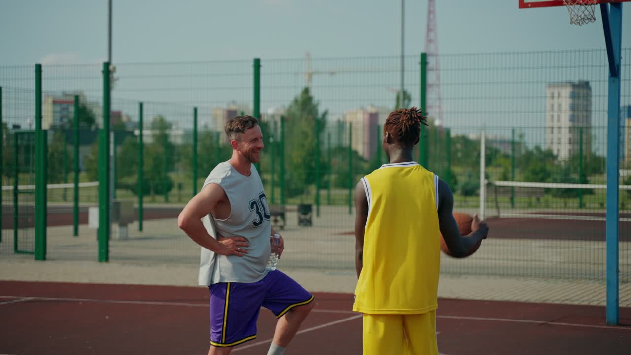 Two Basketball Players on the Court