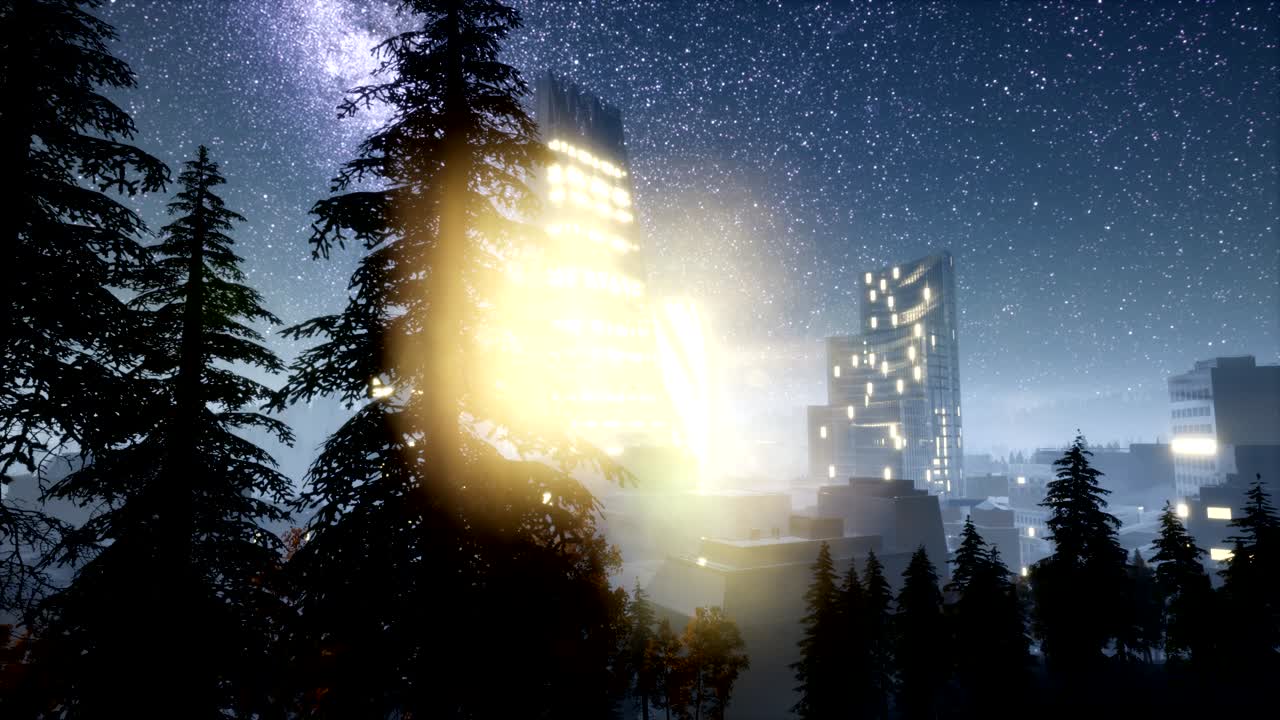 밤에 도시 초고층 건물