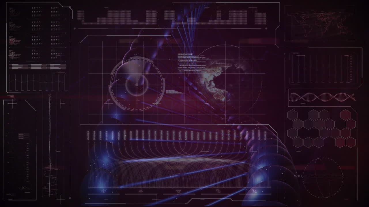 Displaying futuristic data analysis and scientific animation on digital interface