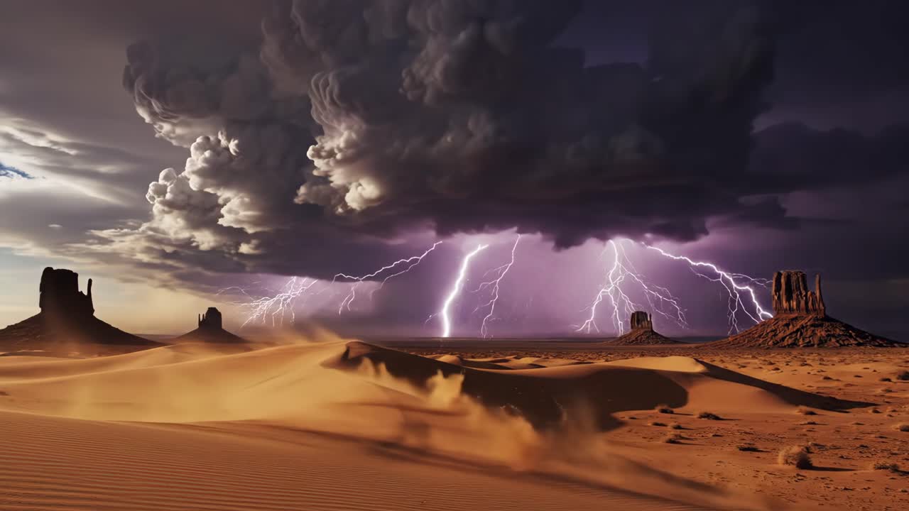 Lightning Storm Over Monument Valley Desert