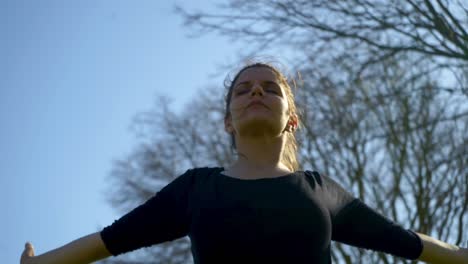 girl training outdoor at sunny day