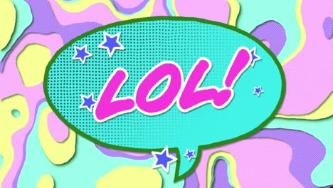 Animation-of-lol-text-on-a-speech-bubble-against-gradient-liquid-moving-structures-in-background