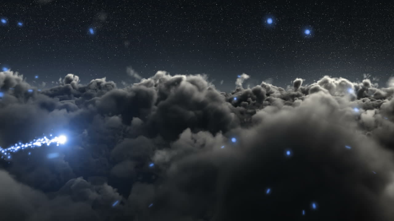 하늘 위에 있는 마법의 반 ⁇ 이는 흔적