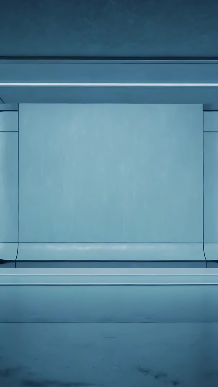 Vertical video: Lighting shifting, center alcove revealing lit back panel bench pillars at station