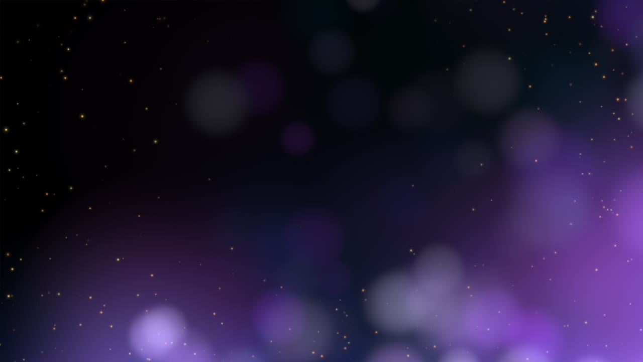 movimiento y mosca partículas púrpuras y bokeh redondo sobre fondo oscuro