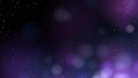 movimiento y mosca partículas púrpuras y bokeh redondo sobre fondo oscuro
