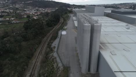 Huge-Industrial-Reservoir-Towers-Aerial-View