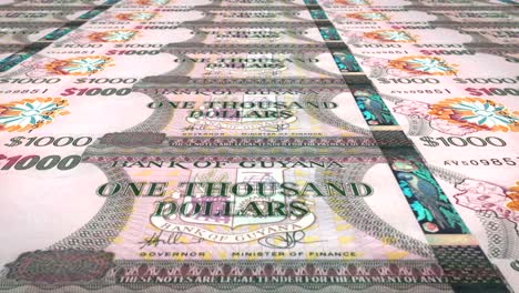 banknotes of one thousand guyanese dollars of guyana, cash money, loop