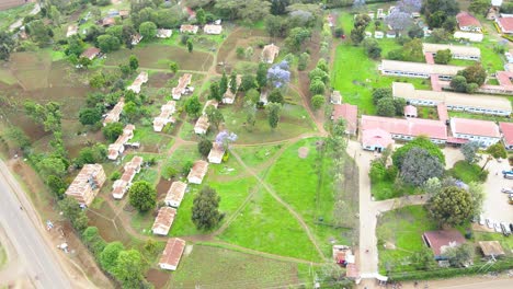 Rural-Africa-settlements,-Green-agriculture-farms,-Kenya-houses,-poor-settlement-Africa,-Rural-houses-of-Kenya