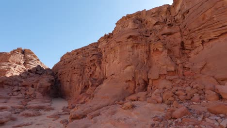 view of red sandstone canyon wall in egyptian desert