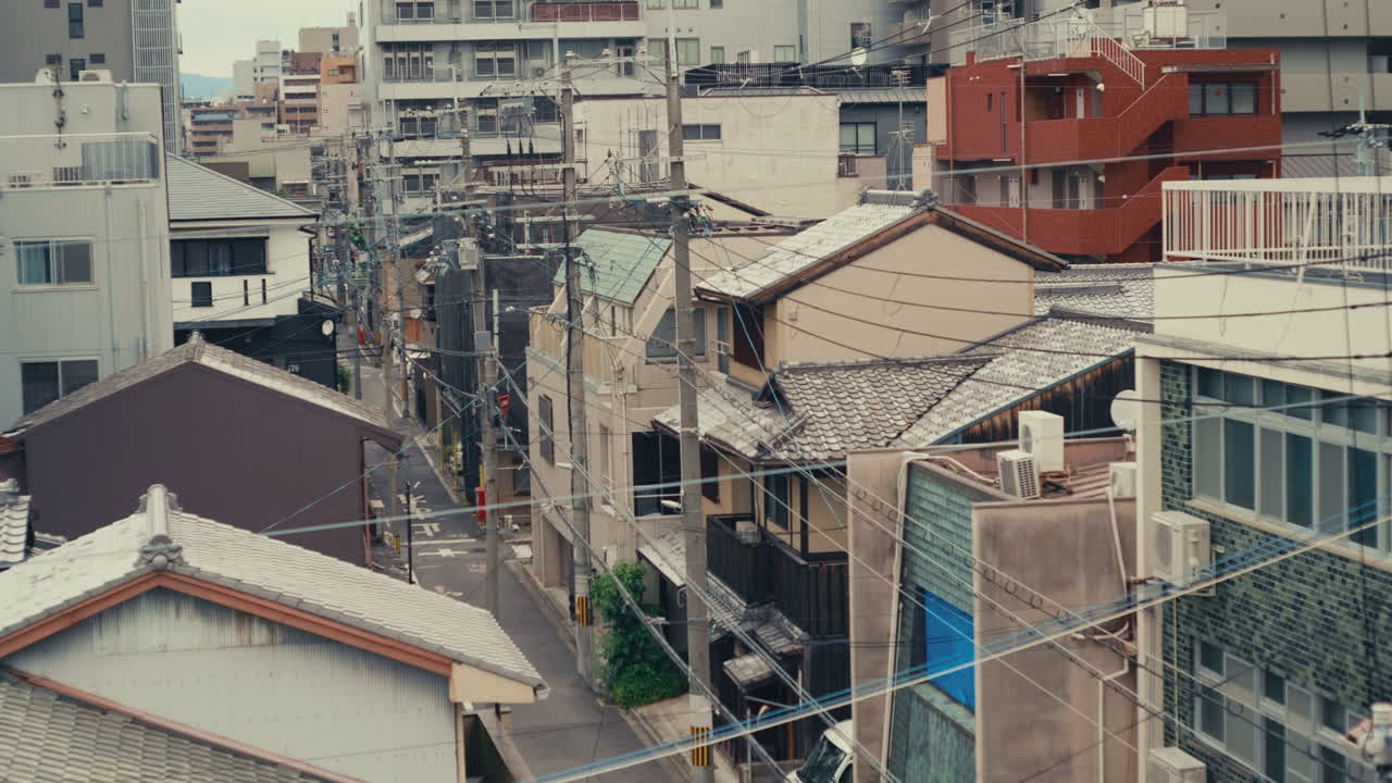 Soft Kyoto Streets - Quiet street and rooftops with soft light in Kyoto.