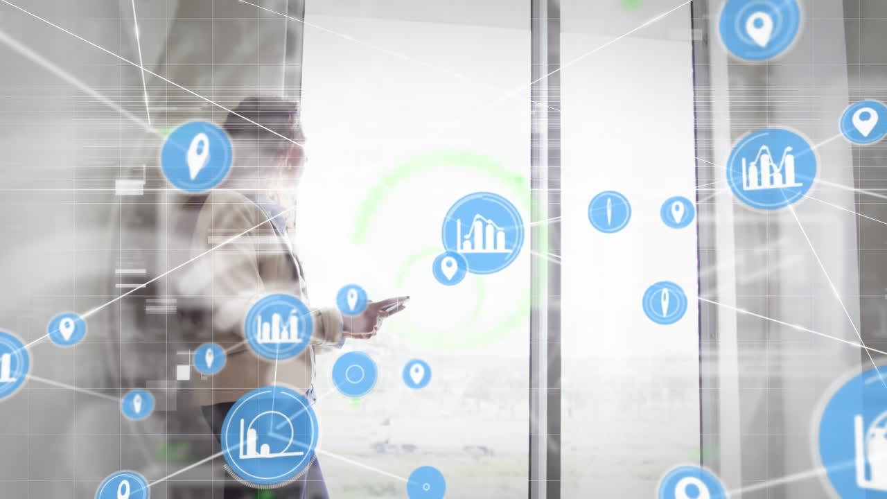 사무실에서 두 인종의 사업가에 대한 연결 네트워크의 활성화