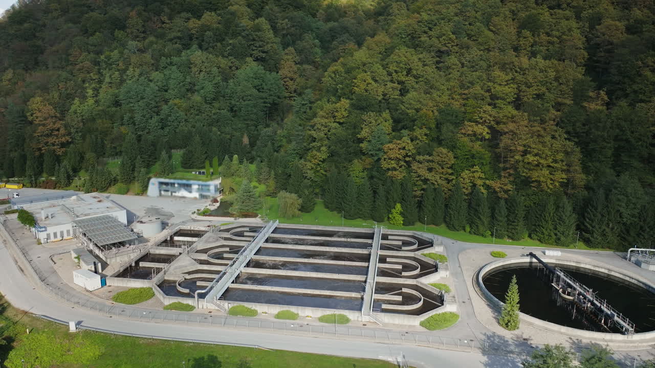 Aerial orbit of a wastewater treatment facility operates utilizing innovative technology for water