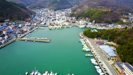 aerial shot of bizen hinase, okayama, japan