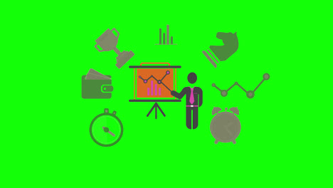 Businessman-Presentation-icon-loop-animation-with-alpha-channel,-transparent-background,-ProRes-444