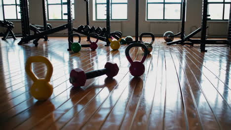 kettlebells in a gym