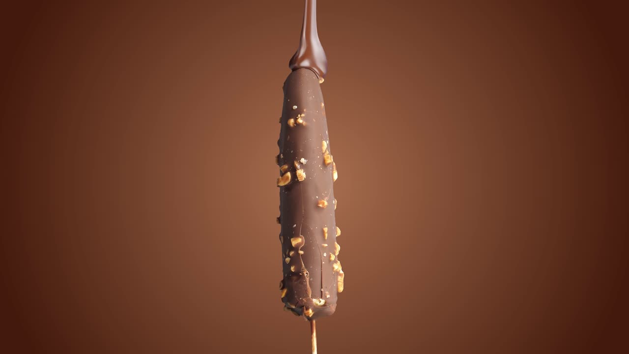Melted Chocolate On Pieces Of Chocolate And Sprinkle Cocoa Powder