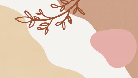 animation of moving dark pink, brown and beige plant and nature inspired forms on pale background