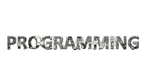 texto de programación de chatarra de metal tecnogénico detalles cibernéticos, aislados - video de bucle