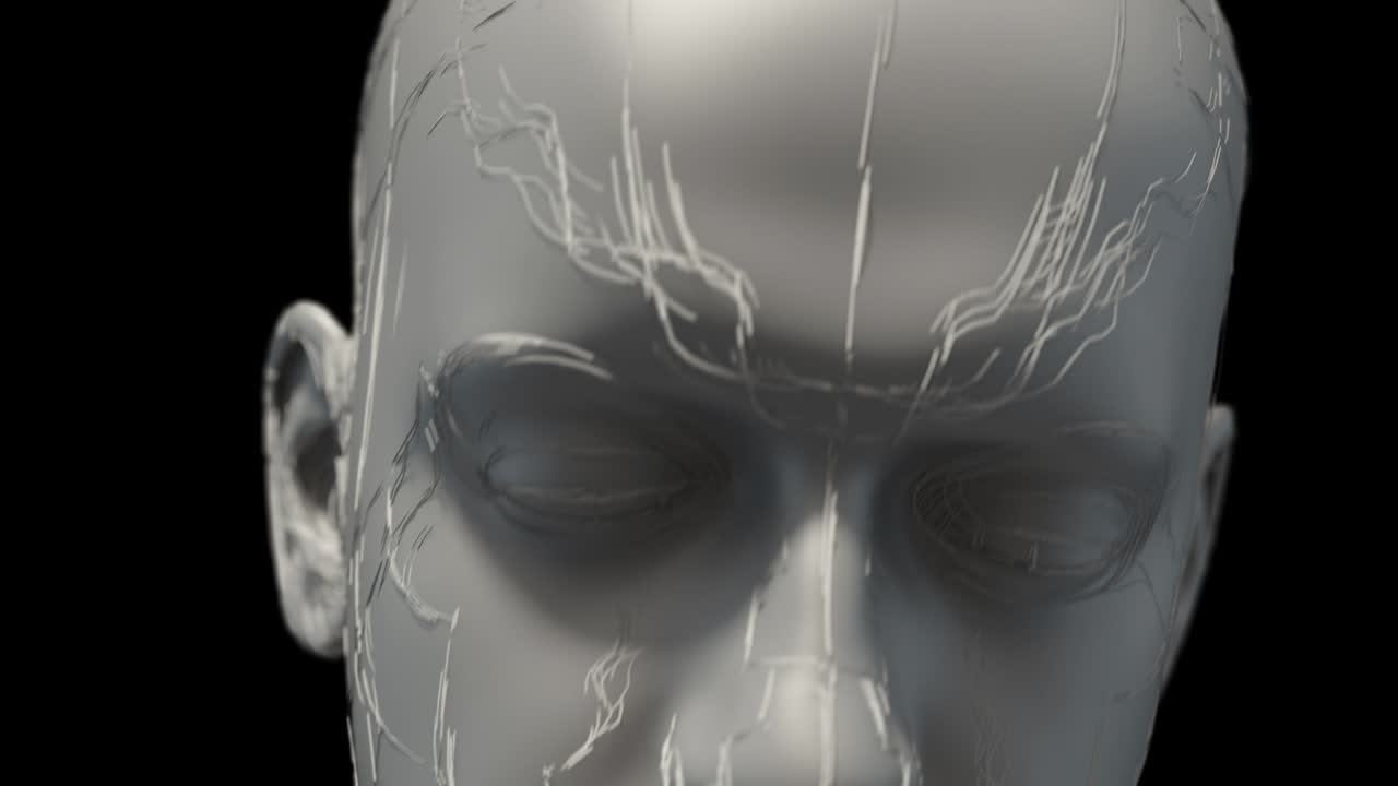 продвинутый бионический робот случайно двигает головой - 3d 4k анимационный цикл