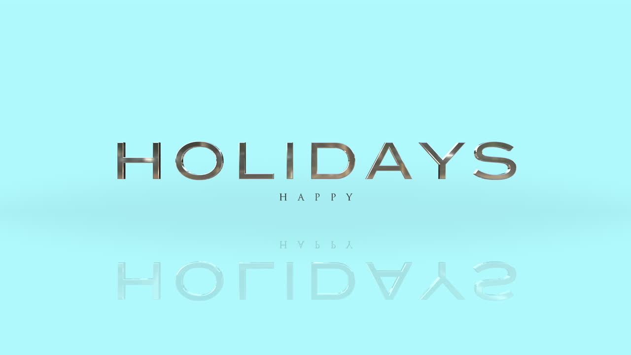 feliz vacaciones logotipo moderno con letras blancas apiladas en fondo azul