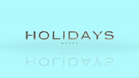 happy holidays modern logo with stacked white letters on blue background