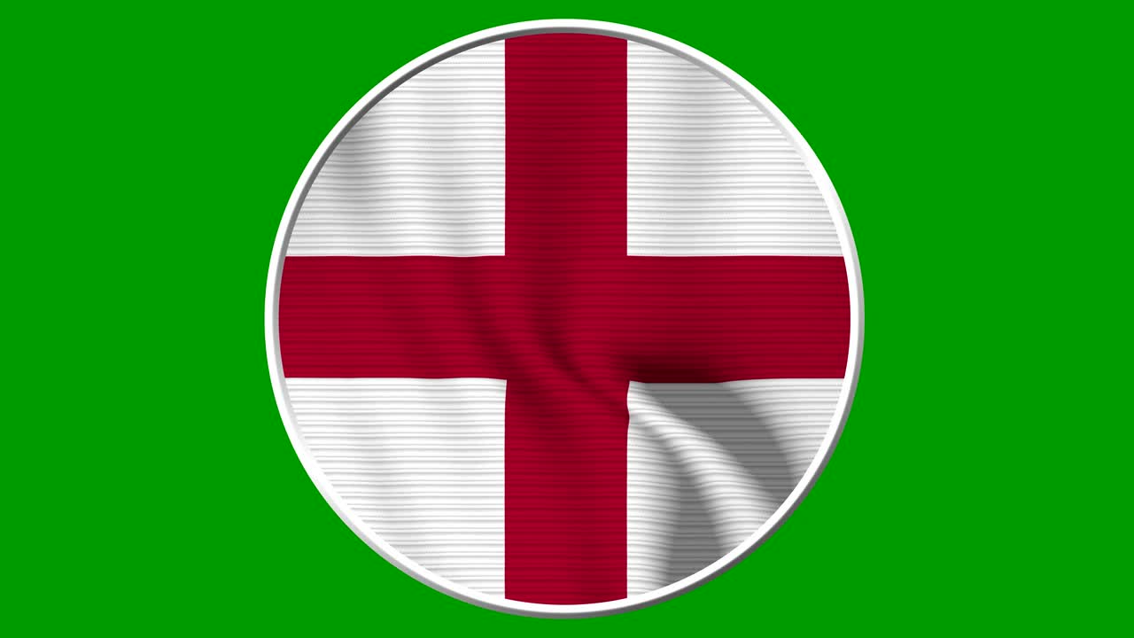 England Circular Flag Loop - Realistic 4K flag waving in the wind