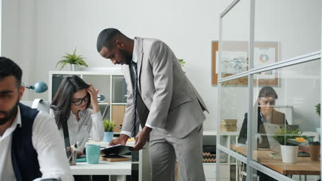 business meeting or training session in modern office