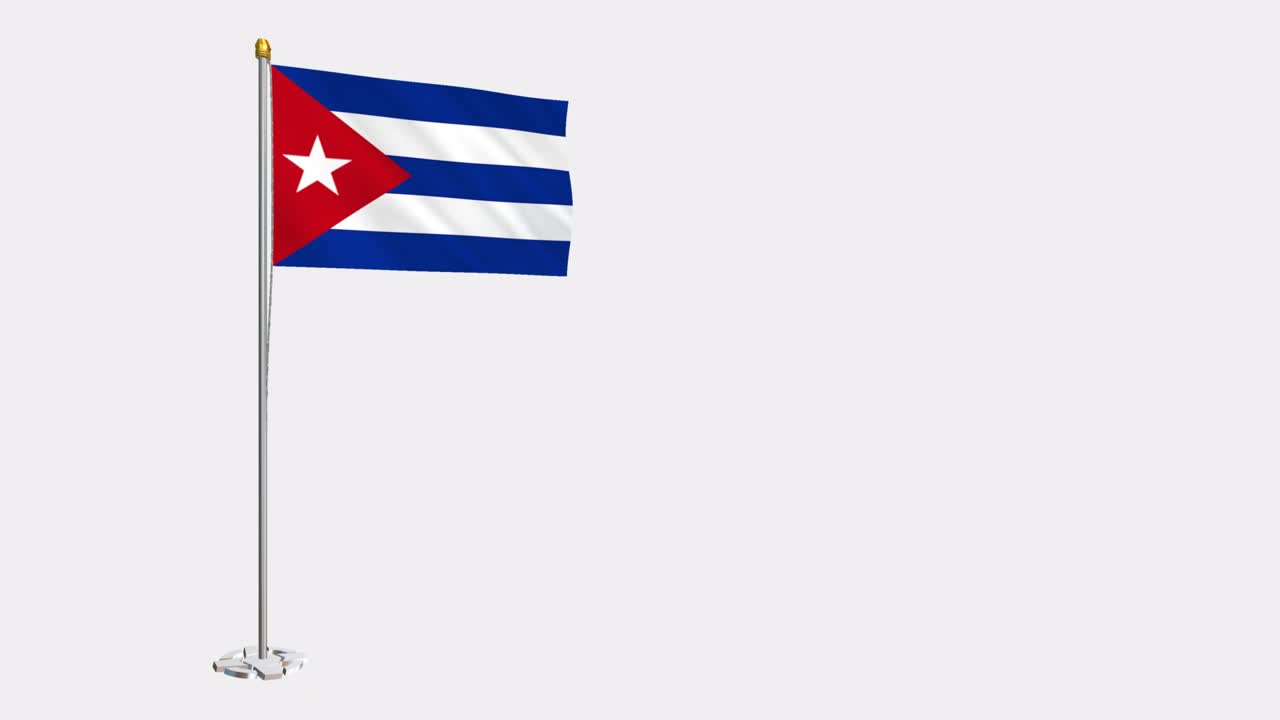 Video in loop della bandiera di Cuba che sventola al vento, video in slow motion 4K, con canale Alpha