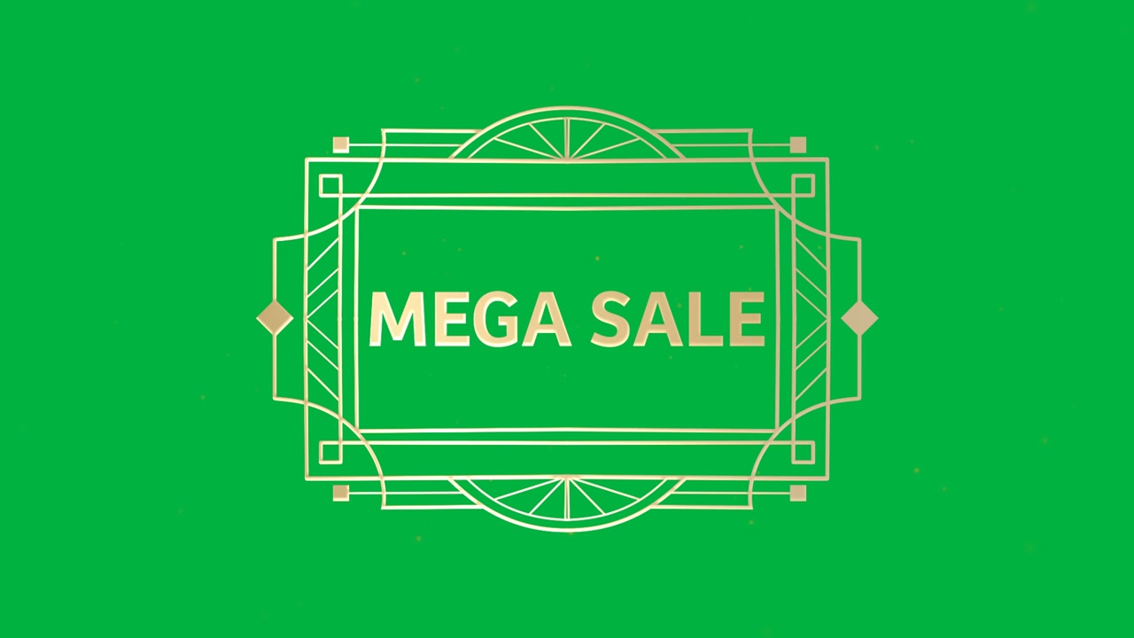Animation of gold text mega sale, in decorative gold frame, on orange background