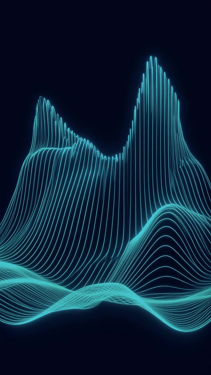 Dynamic Abstract Waveform of Glowing Blue Lines