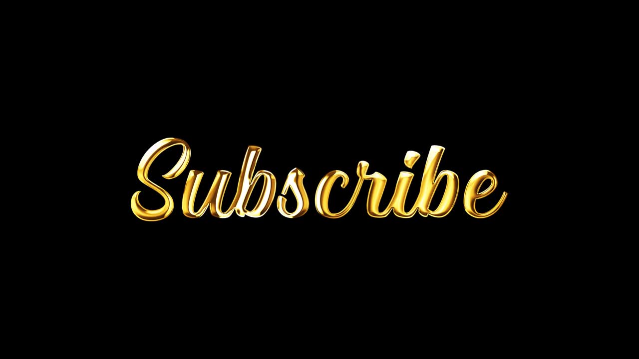Subscribe golden handwriting text with light effect isolated with alpha channel quicktime prores 444.  4K seamless looping rendering. Loop Animation 3D  wheel motion graphics effect element.