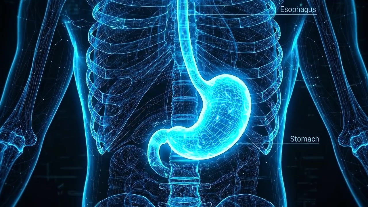 Animazione medica digitale dell'anatomia dello stomaco umano