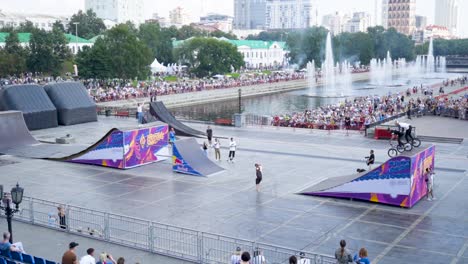 bike jumps show in city park