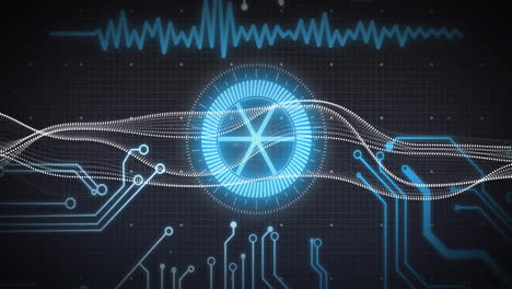 Animation-of-data-processing-over-computer-circuit-board