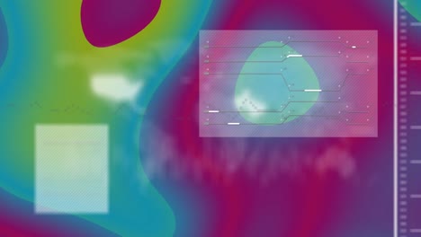 animación del mapa del mundo y procesamiento de datos sobre un fondo multicolor que cambia