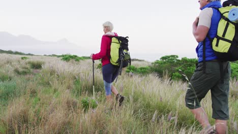 senior couple on a hike together in nature