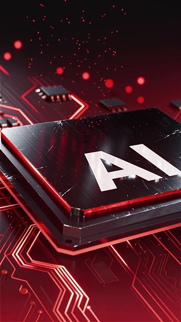 Futuristic AI Chip Motherboard Technology Background