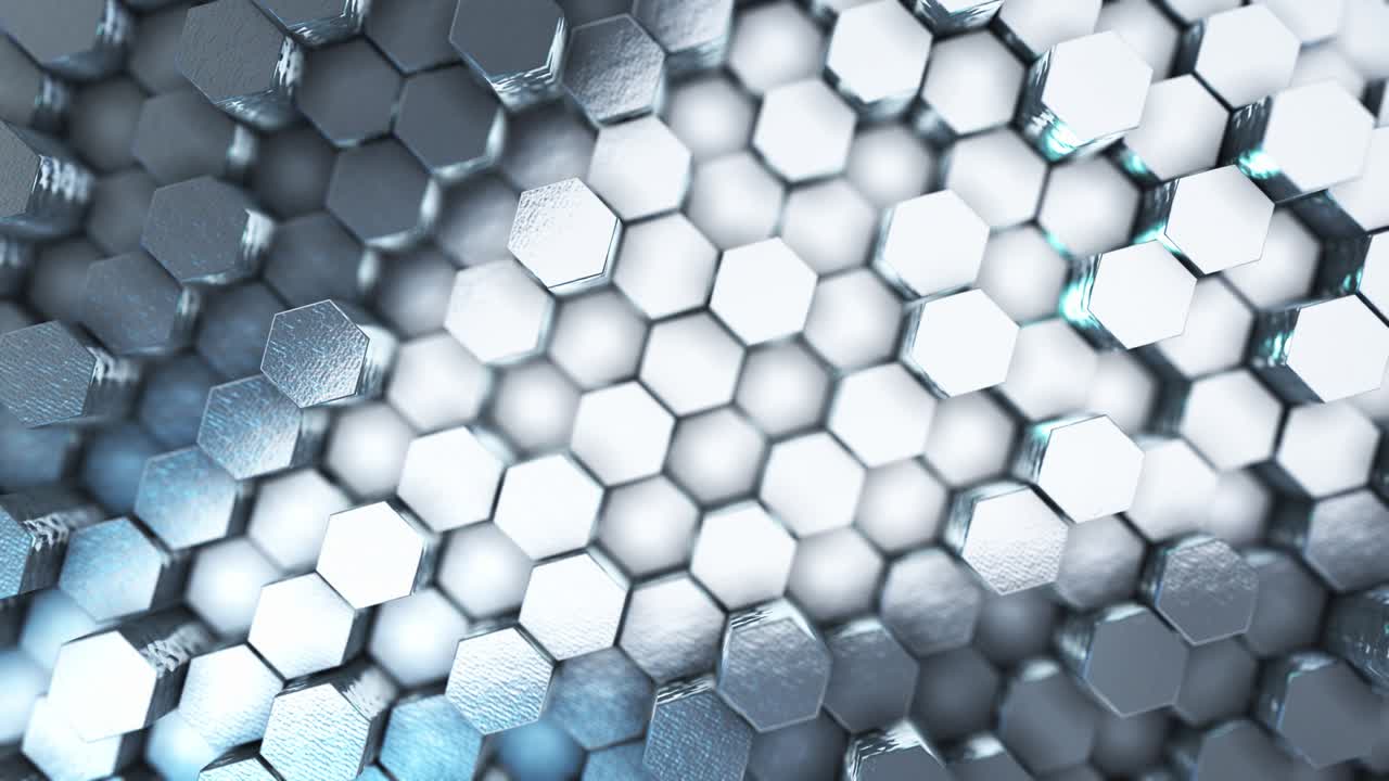 추상적인 육각형 표면 루프 무작위 파동 운동 배경 원활한 루프