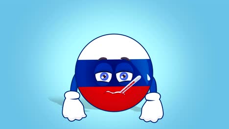 cartoon icon flag russia ill with face animation with alpha matte