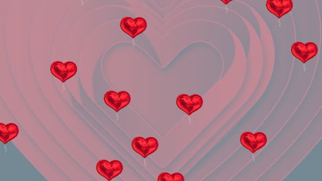 animación de iconos de corazón sobre un fondo verde