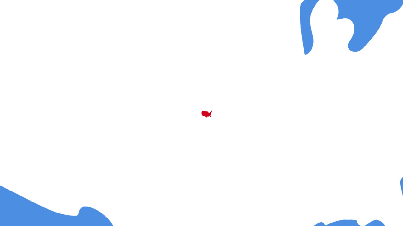 백색 배경에 어있는 다채로운 미국 지도의 디지털 애니메이션