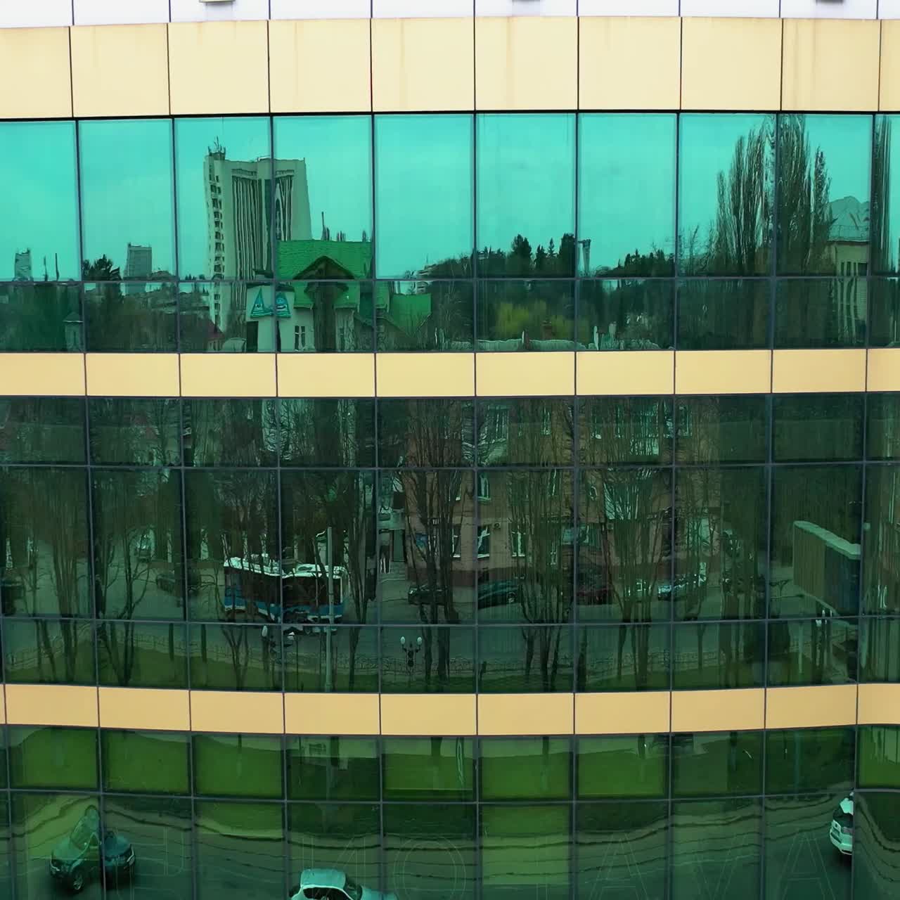 Facade of modern glass building