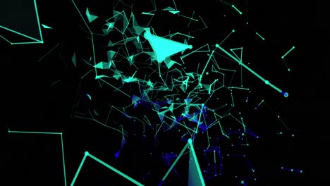 green geometrical shapes against black background