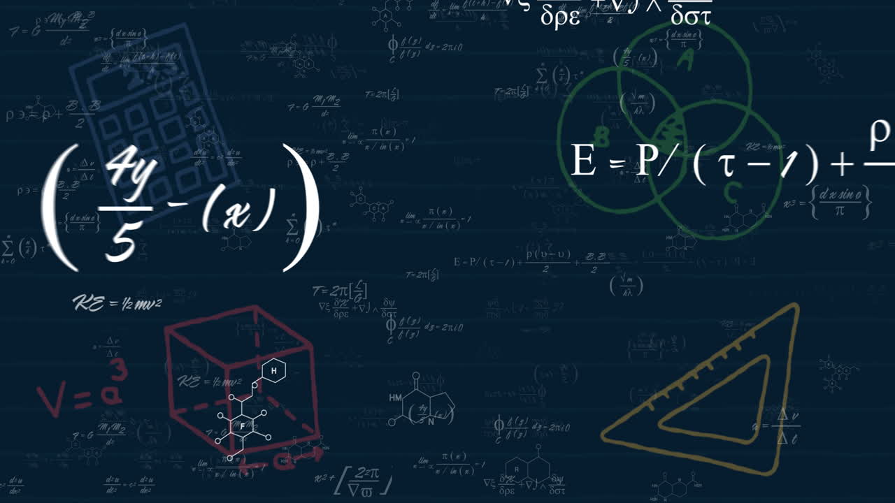 animación del procesamiento de datos matemáticos sobre un fondo oscuro