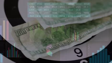 animación del procesamiento de datos sobre billetes
