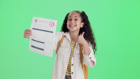 girl shows report card